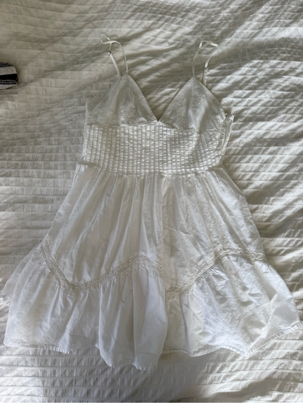 Zara White Lace-Detail Sundress with Smocked Bodice